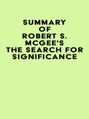 cover image of Summary of Robert S. McGee's the Search for Significance